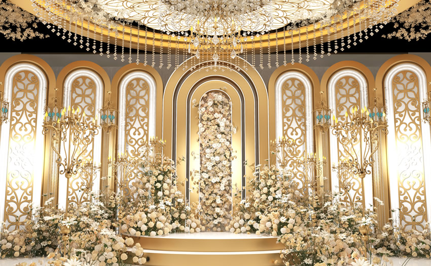 宝鸡香槟色调婚礼堂效果展示